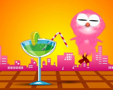 animation of cute cartoon pnk bird