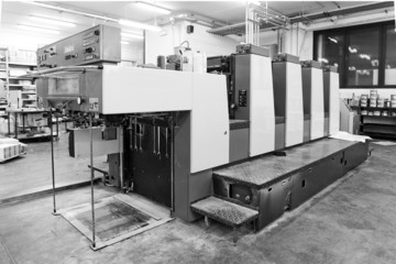 Offset printing machine inside a press industry