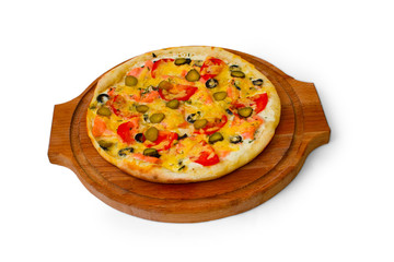 pizza isolated white cucumber food cheese italian tomato meal fa