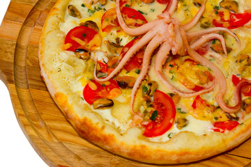 pizza isolated white octopus cheese a food italian tomato meal f