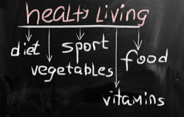Fototapeta na wymiar healthy living concepts on a blackboard