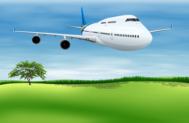 A plane about to land