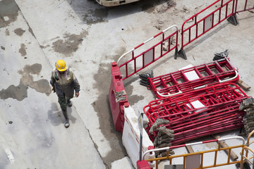 Building site with construction worker
