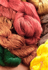 Colorful of raw silk threads