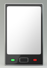 Black smartphone on grey background
