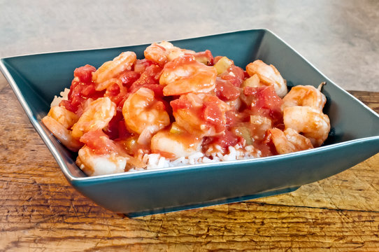 Shrimp Creole Served On Rice