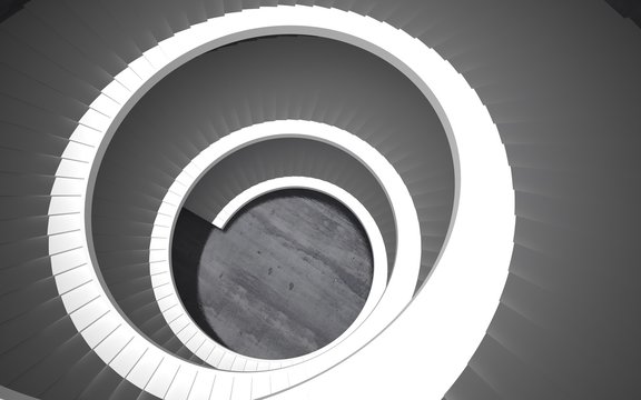 Abstract concrete spiral staircase