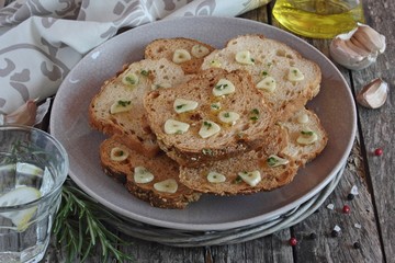Bruschetta with garlic and rosemary