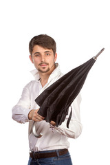 Young man with umbrella