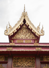 Naklejka premium Decoration outside the Wat-Phra-Kaew Temple at Chiangmai, Thaila