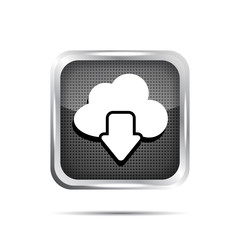 download from cloud metallic icon on a white background