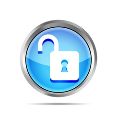 blue open padlock icon on a white background