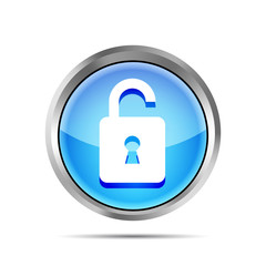 blue open padlock icon on a white background