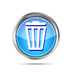 blue trash bin icon on a white background