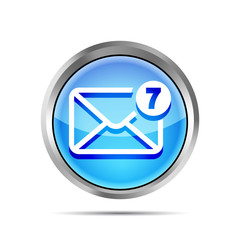 blue mail icon with unread messages on a white background