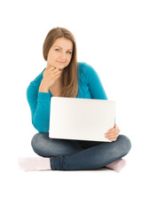 Beautiful woman with a notebook