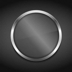 Transparent glass board on metal background