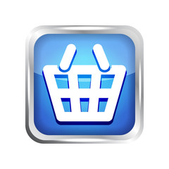 Blue shopping basket icon on a white background