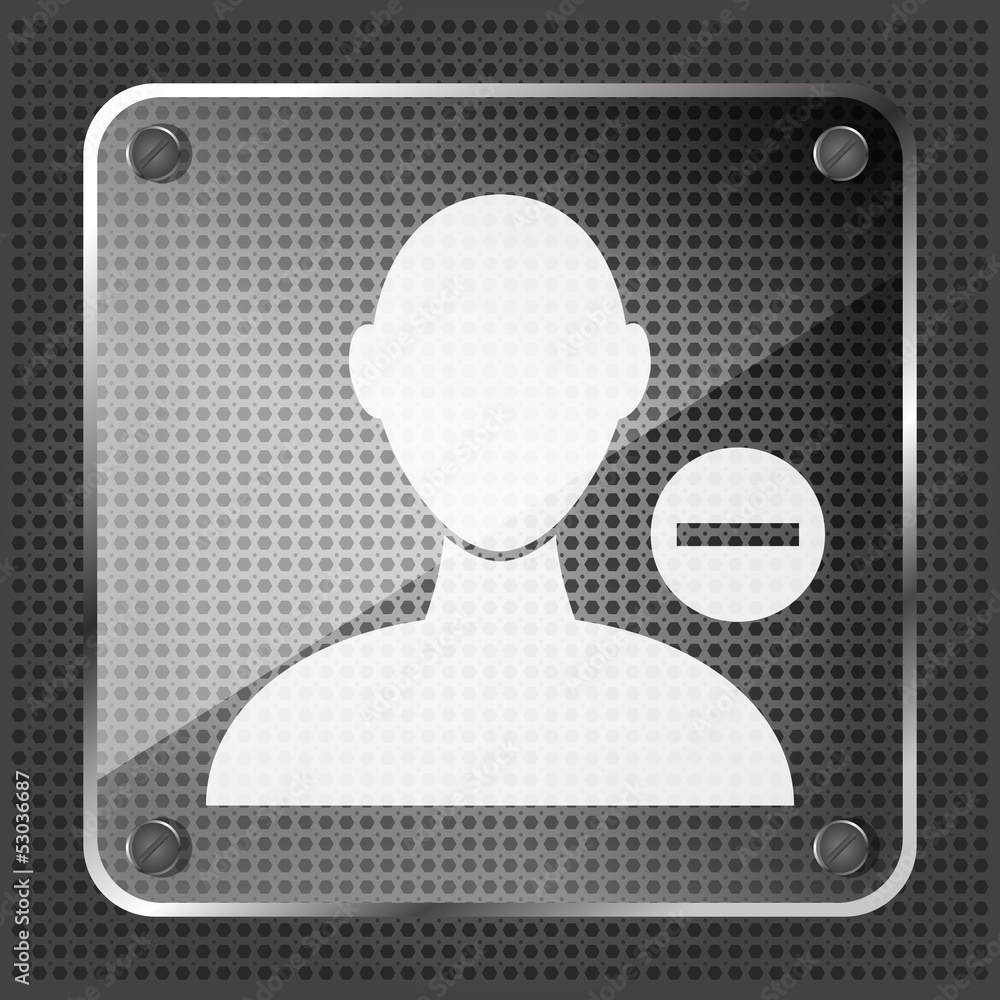 Poster glass remove user icon on a metallic background