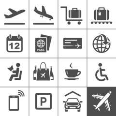 Universal airport and air travel icons