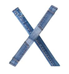 Jeans alphabet on white  letter X