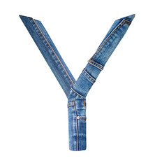 Jeans alphabet on white  letter Y