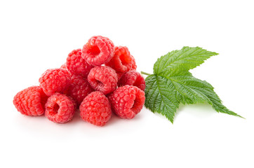 Himbeeren mit Himbeerblatt