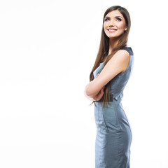 Portrait of smiling business woman, isolated on white background