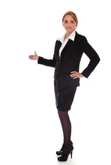 Geschäftsfrau präsentiert etwas