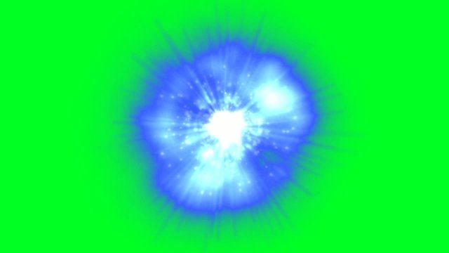 Mysterious glowing blue power ball with green screen