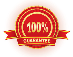 100% guarantee label.
