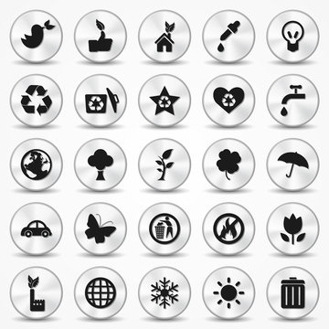 Aluminium Ecology icons set. Environment Symbols