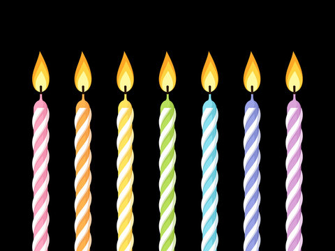 Colorful birthday candles. Vector illustration.