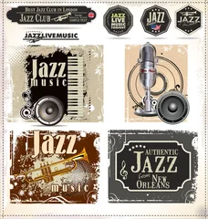 Papier Peint photo autocollant Groupe de musique Timbres et étiquettes de musique jazz