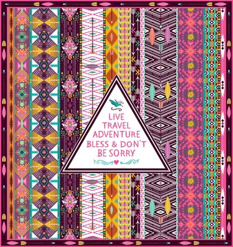 Hipster seamless tribal pattern with geometric elements