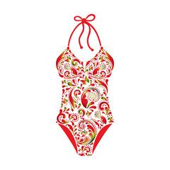 Swimsuit made ??from a beautiful floral pattern.