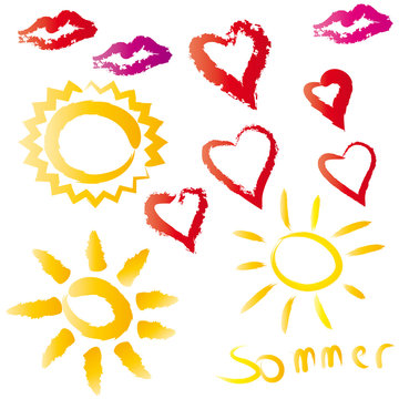 Sommer - Sonne - Herz - Ku&szlig;mund - Set