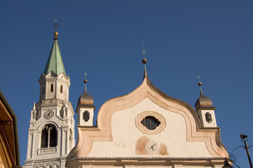 Obraz premium Kirche in Cortina d´Ampezzo - Dolomiten - Alpen