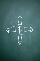 arrows and dollar sign