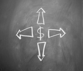 arrows and dollar sign