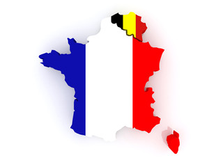 Fototapeta premium Map of France and Belgium.