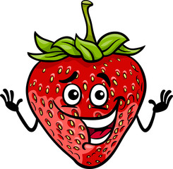 funny strawberry fruit cartoon illustration
