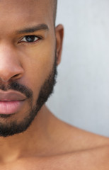 Half face portrait of a handsome young african american man