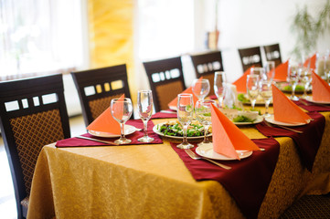 Fine restaurant dinner table place setting