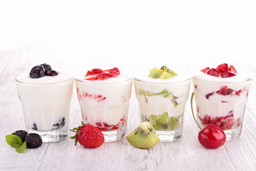 fruits yogurt - obrazy, fototapety, plakaty