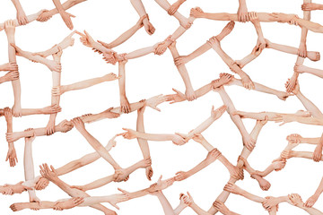 arms and hands forming a net