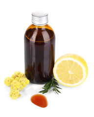Cough syrup isolated on white
