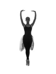 Black and white trace of a young and beautiful ballet dancer