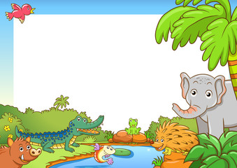 Frame with cute animals