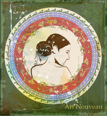 portrait of beautiful girl in art nouveau style